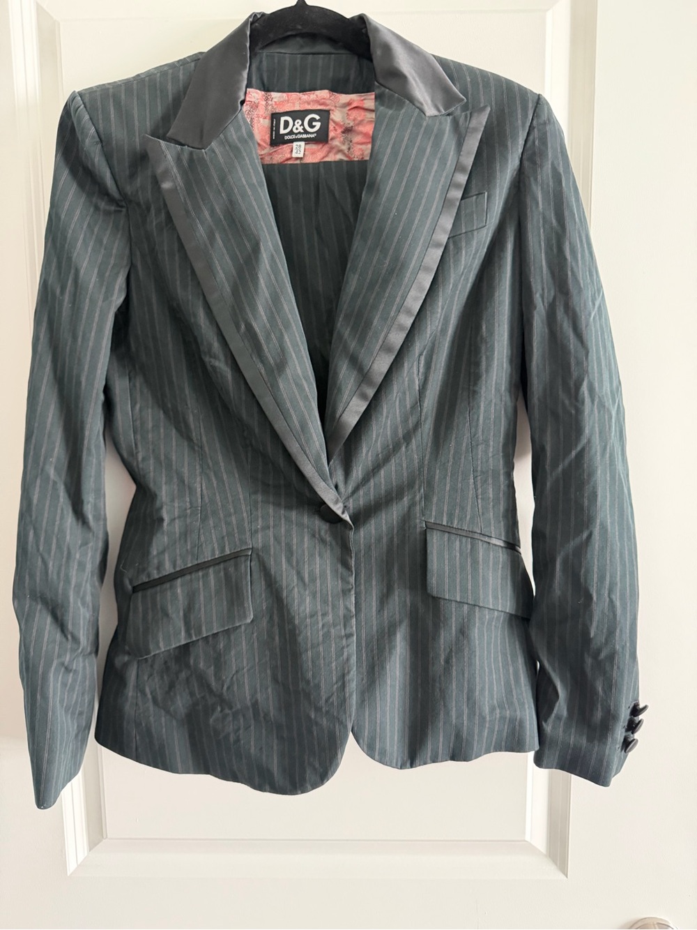 Suit (Blazer & Pants) Dolce & Gabbana Women's Pinstripe Suit with Satin Lapels